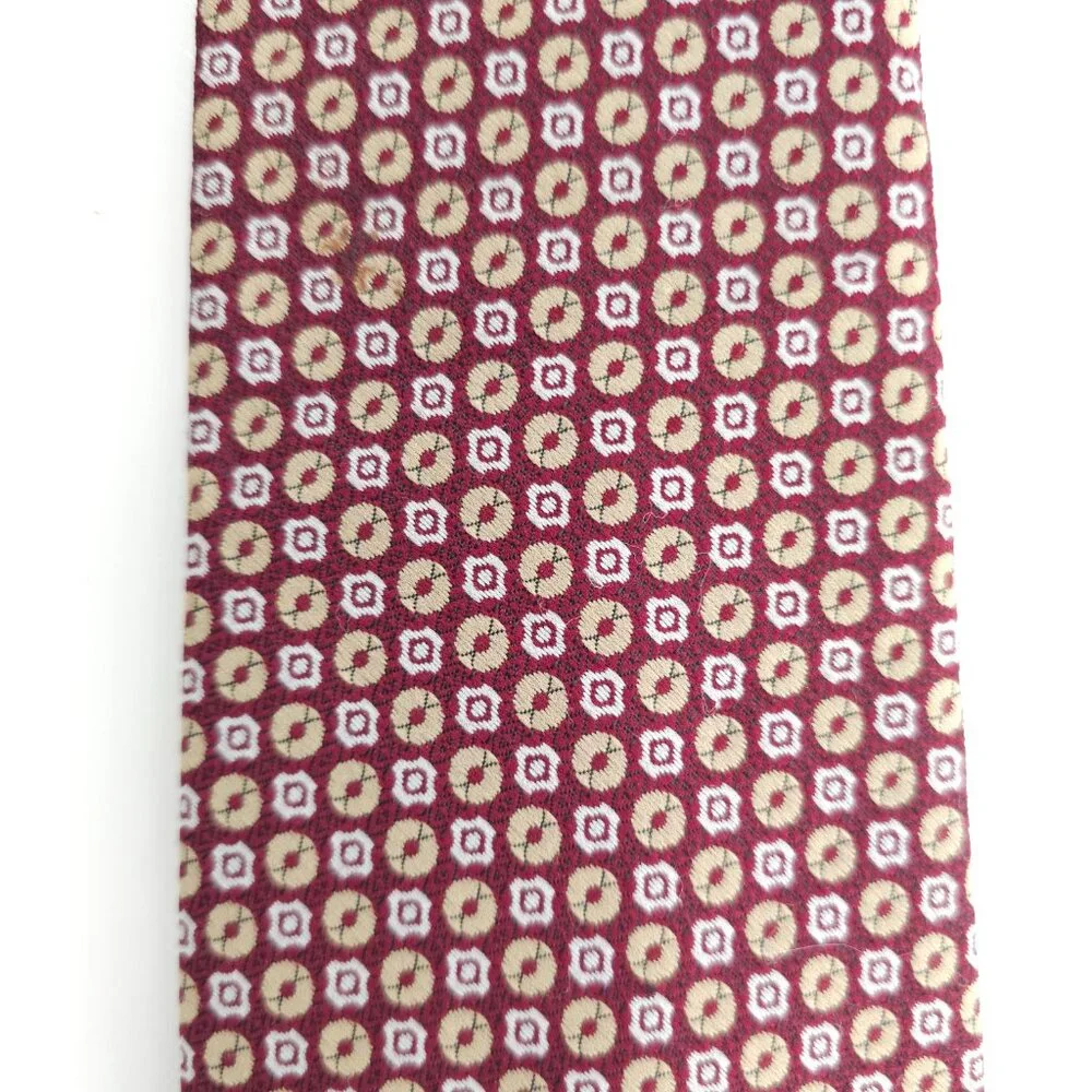 Superba Men Necktie 100% Polyester Geometric Red Beige Size 55x4 - NWOT